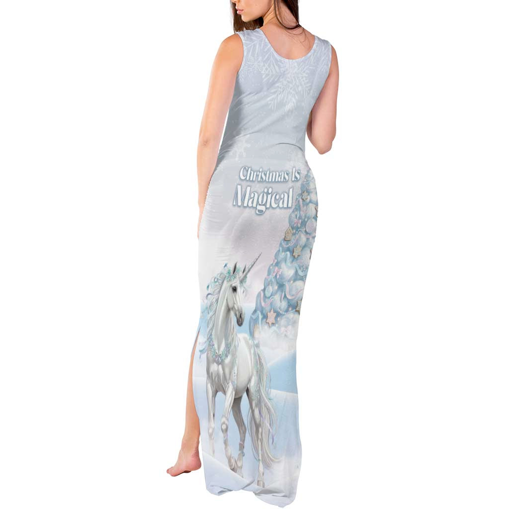 Magical Christmas Tank Maxi Dress Unicorn With Cotton Candy Xmas Tree - Wonder Print Shop