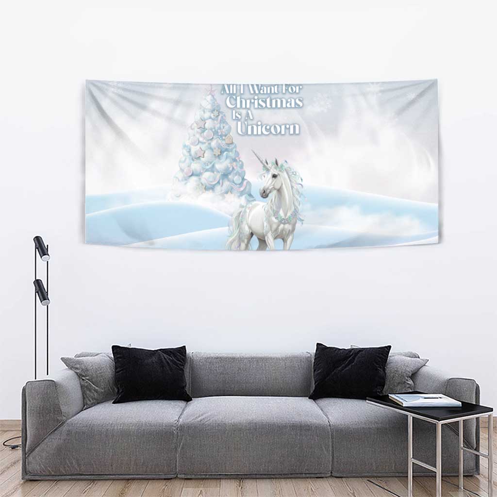 Magical Christmas Tapestry Unicorn With Cotton Candy Xmas Tree - Wonder Print Shop