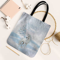 Magical Christmas Tote Bag Unicorn With Cotton Candy Xmas Tree - Wonder Print Shop