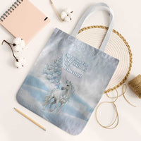Magical Christmas Tote Bag Unicorn With Cotton Candy Xmas Tree - Wonder Print Shop