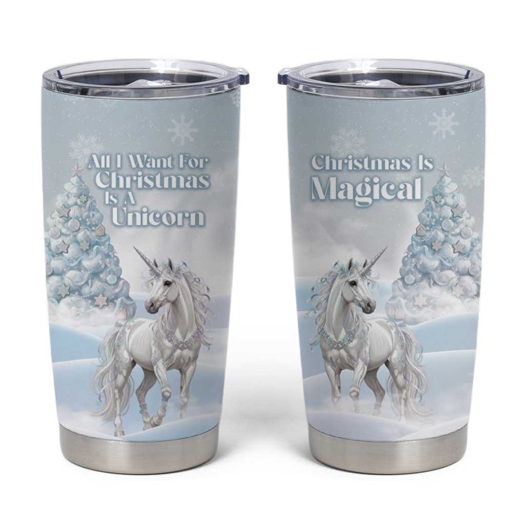 Magical Christmas Tumbler Cup Unicorn With Cotton Candy Xmas Tree - Wonder Print Shop