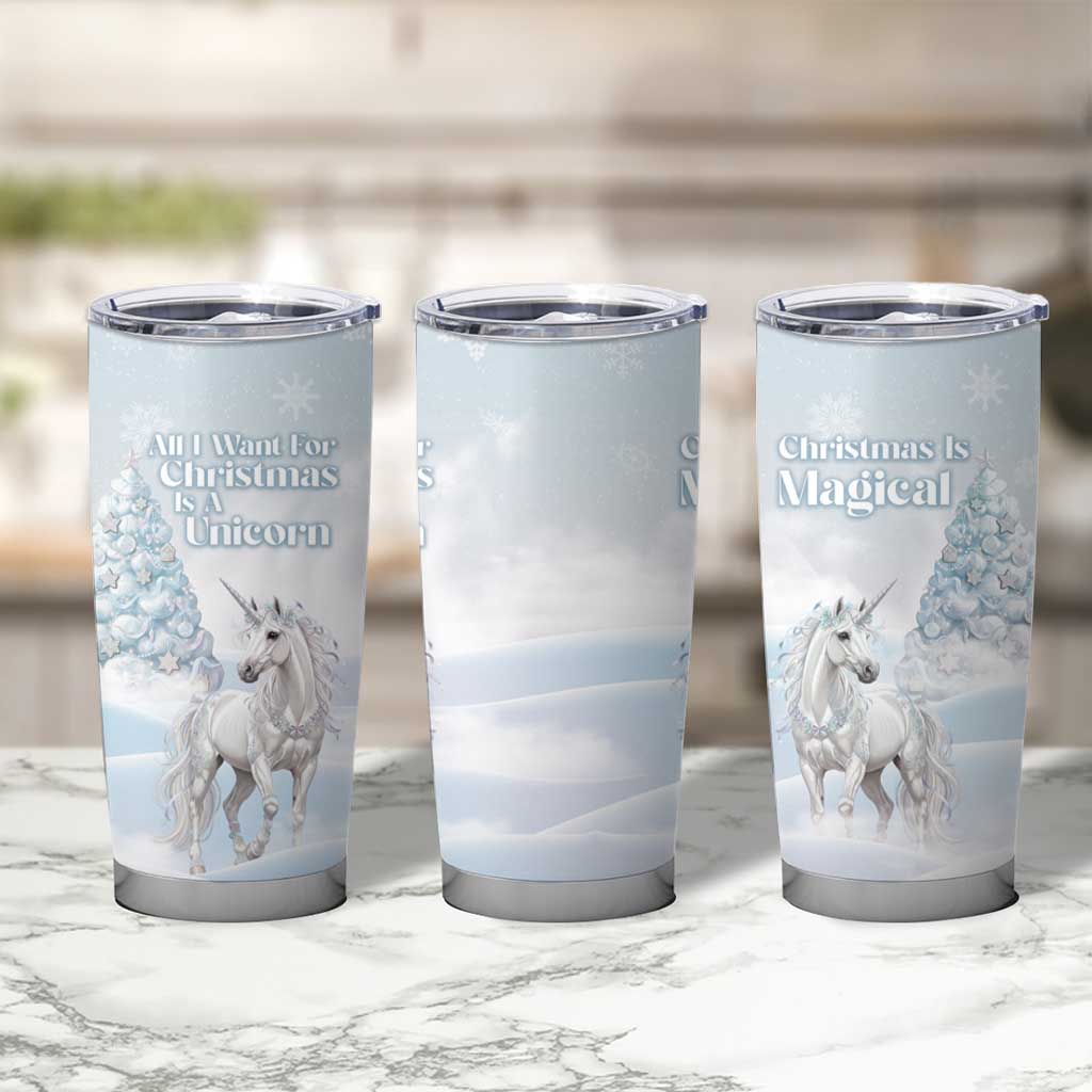 Magical Christmas Tumbler Cup Unicorn With Cotton Candy Xmas Tree - Wonder Print Shop