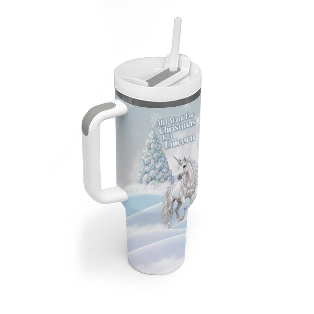 Magical Christmas Tumbler With Handle Unicorn With Cotton Candy Xmas Tree - Wonder Print Shop