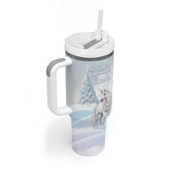 Magical Christmas Tumbler With Handle Unicorn With Cotton Candy Xmas Tree - Wonder Print Shop