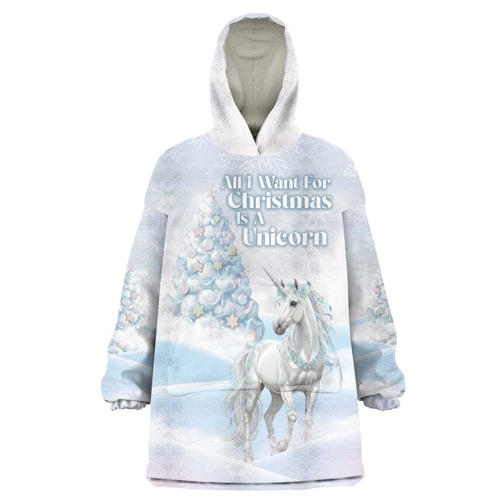Magical Christmas Wearable Blanket Hoodie Unicorn With Cotton Candy Xmas Tree - Wonder Print Shop