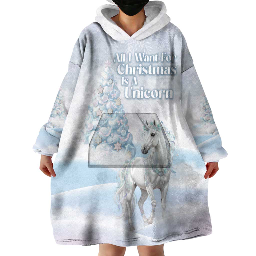 Magical Christmas Wearable Blanket Hoodie Unicorn With Cotton Candy Xmas Tree - Wonder Print Shop