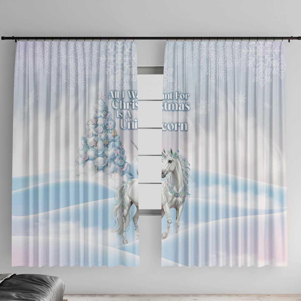 Magical Christmas Window Curtain Unicorn With Cotton Candy Xmas Tree - Wonder Print Shop