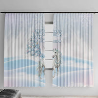 Magical Christmas Window Curtain Unicorn With Cotton Candy Xmas Tree - Wonder Print Shop