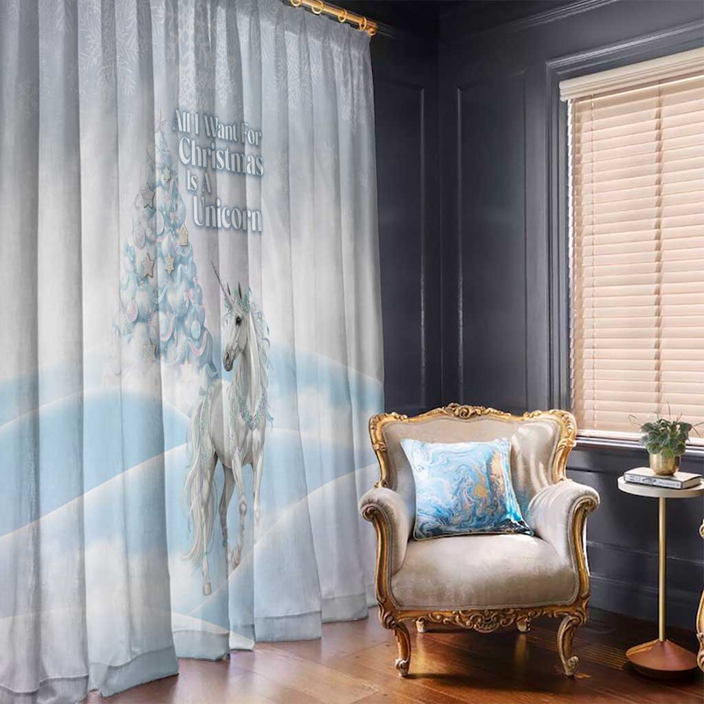 Magical Christmas Window Curtain Unicorn With Cotton Candy Xmas Tree - Wonder Print Shop