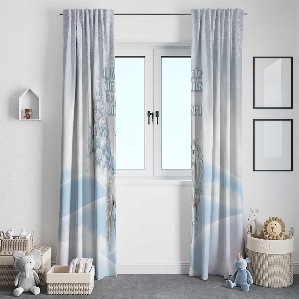 Magical Christmas Window Curtain Unicorn With Cotton Candy Xmas Tree - Wonder Print Shop