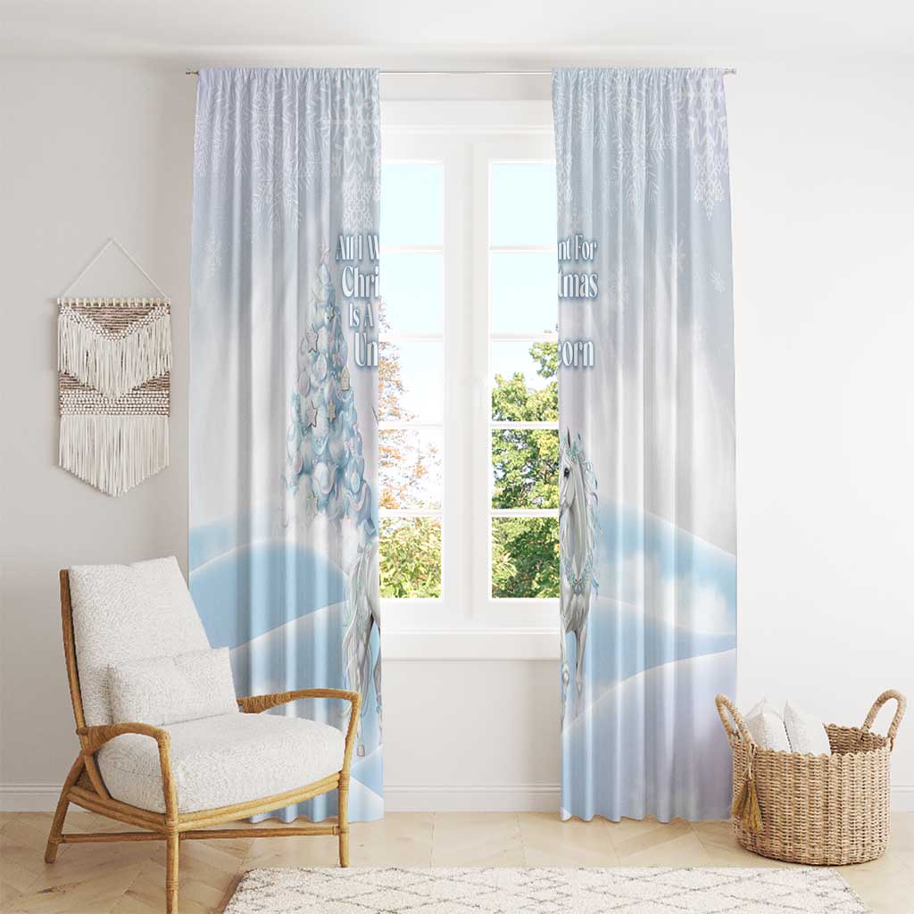 Magical Christmas Window Curtain Unicorn With Cotton Candy Xmas Tree - Wonder Print Shop