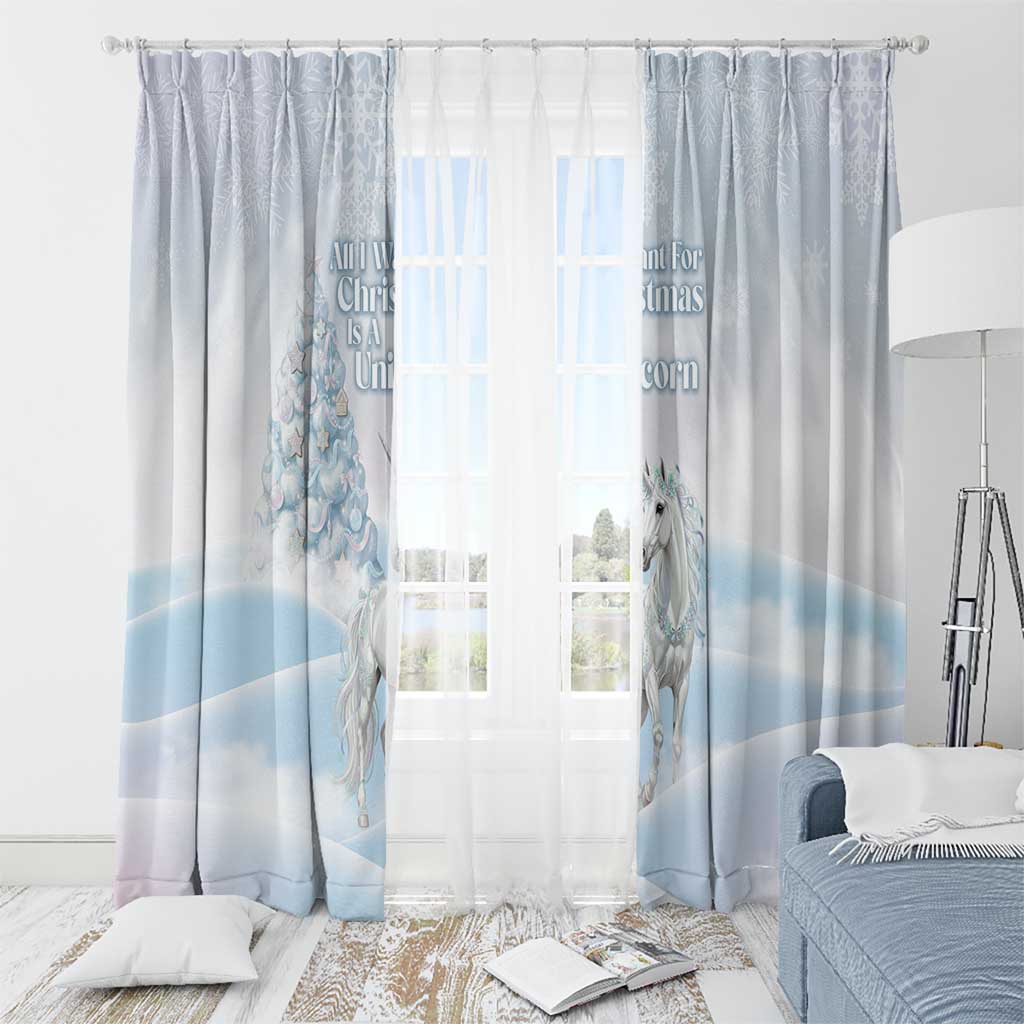 Magical Christmas Window Curtain Unicorn With Cotton Candy Xmas Tree - Wonder Print Shop