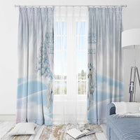 Magical Christmas Window Curtain Unicorn With Cotton Candy Xmas Tree - Wonder Print Shop