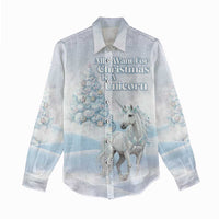 Magical Christmas Women Casual Shirt Unicorn With Cotton Candy Xmas Tree - Wonder Print Shop