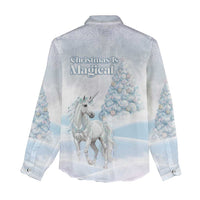 Magical Christmas Women Casual Shirt Unicorn With Cotton Candy Xmas Tree - Wonder Print Shop