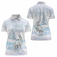 Magical Christmas Women Polo Shirt Unicorn With Cotton Candy Xmas Tree - Wonder Print Shop