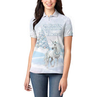 Magical Christmas Women Polo Shirt Unicorn With Cotton Candy Xmas Tree - Wonder Print Shop