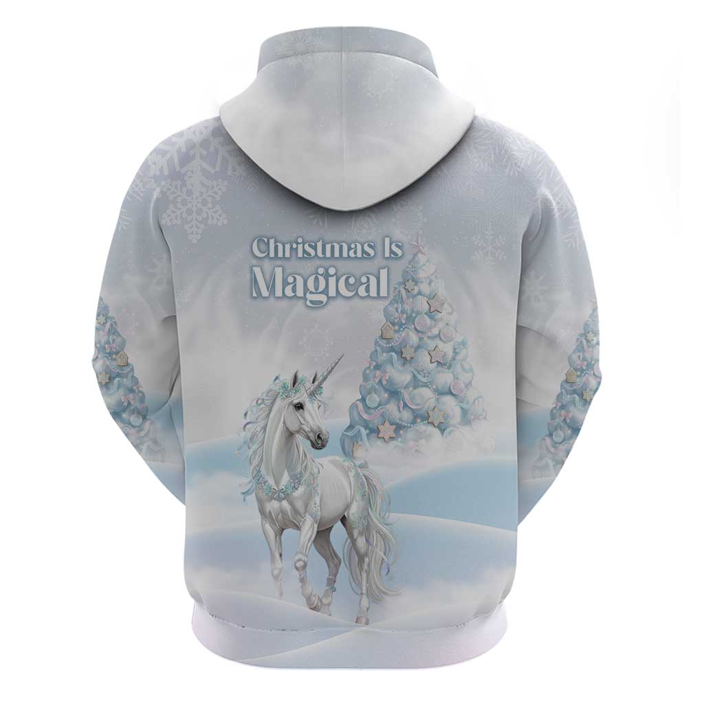 Magical Christmas Zip Hoodie Unicorn With Cotton Candy Xmas Tree - Wonder Print Shop