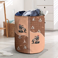 Western Yoke Laundry Basket Cowgirl Drinking Wine Christmas - Wonder Print Shop