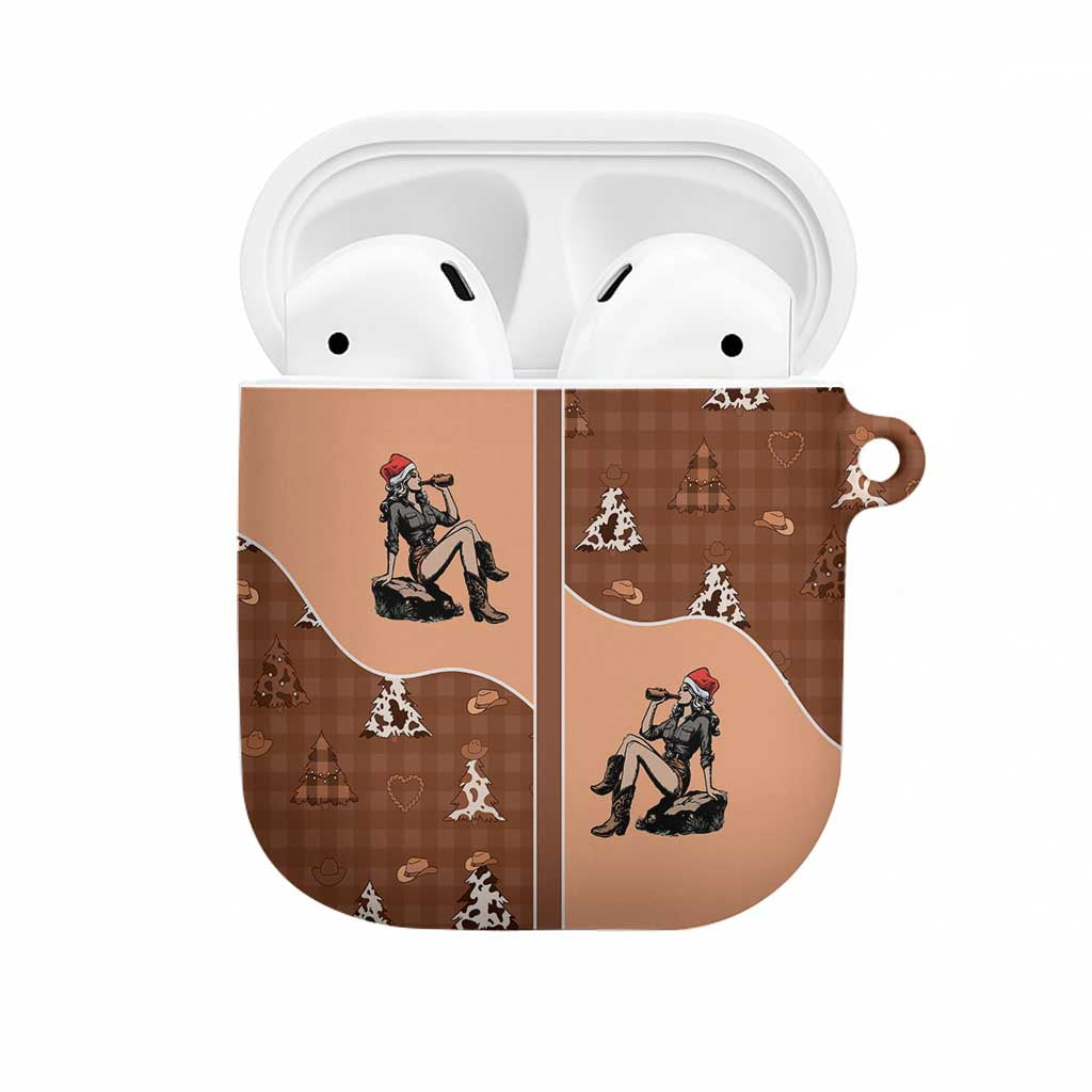 Western Yoke AirPods Case Cowgirl Drinking Wine Christmas - Wonder Print Shop
