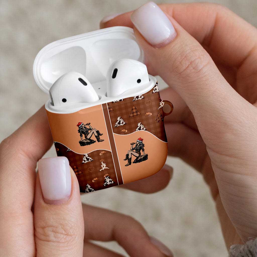Western Yoke AirPods Case Cowgirl Drinking Wine Christmas - Wonder Print Shop