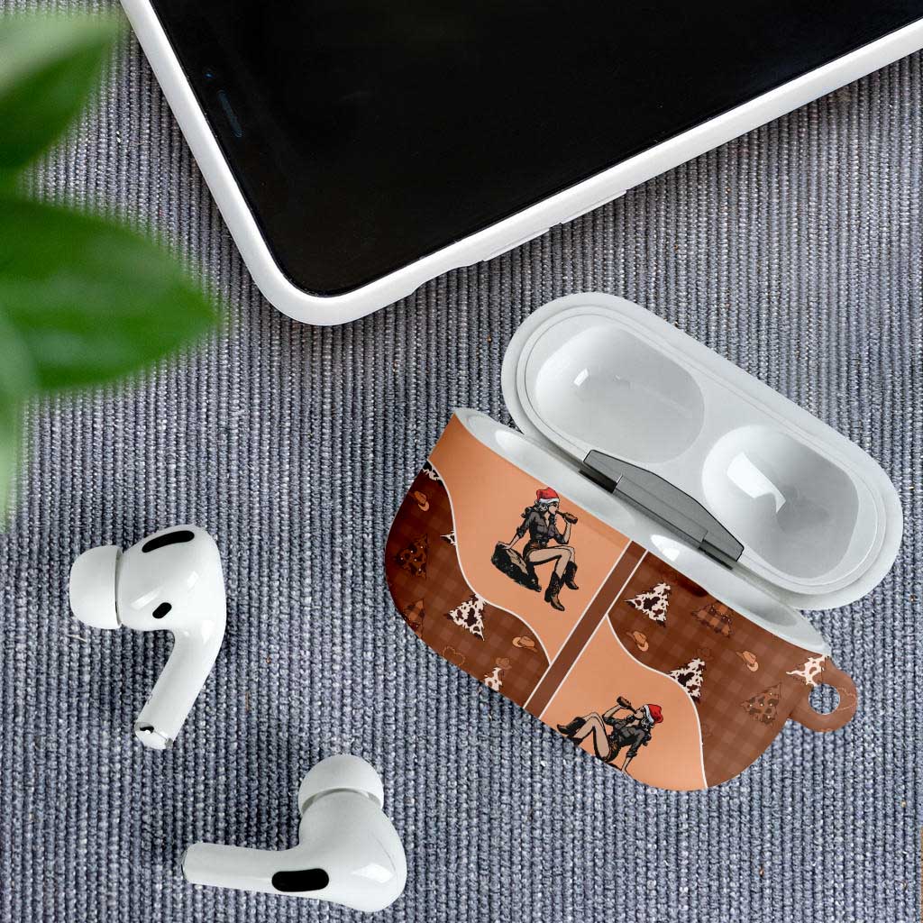 Western Yoke AirPods Case Cowgirl Drinking Wine Christmas - Wonder Print Shop