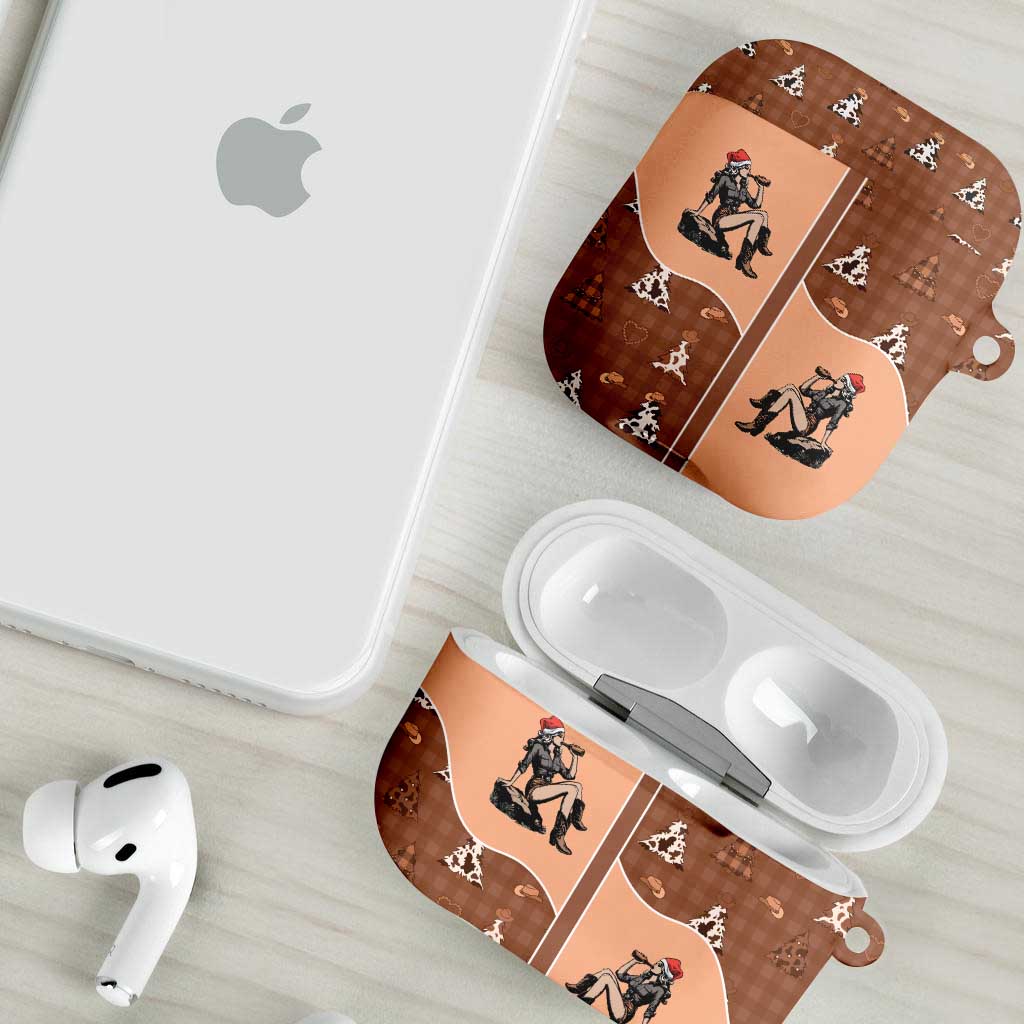 Western Yoke AirPods Case Cowgirl Drinking Wine Christmas - Wonder Print Shop