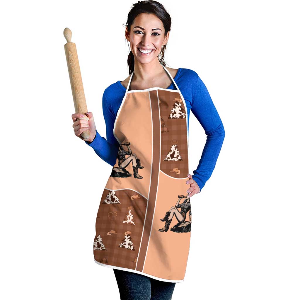 Western Yoke Apron Cowgirl Drinking Wine Christmas - Wonder Print Shop