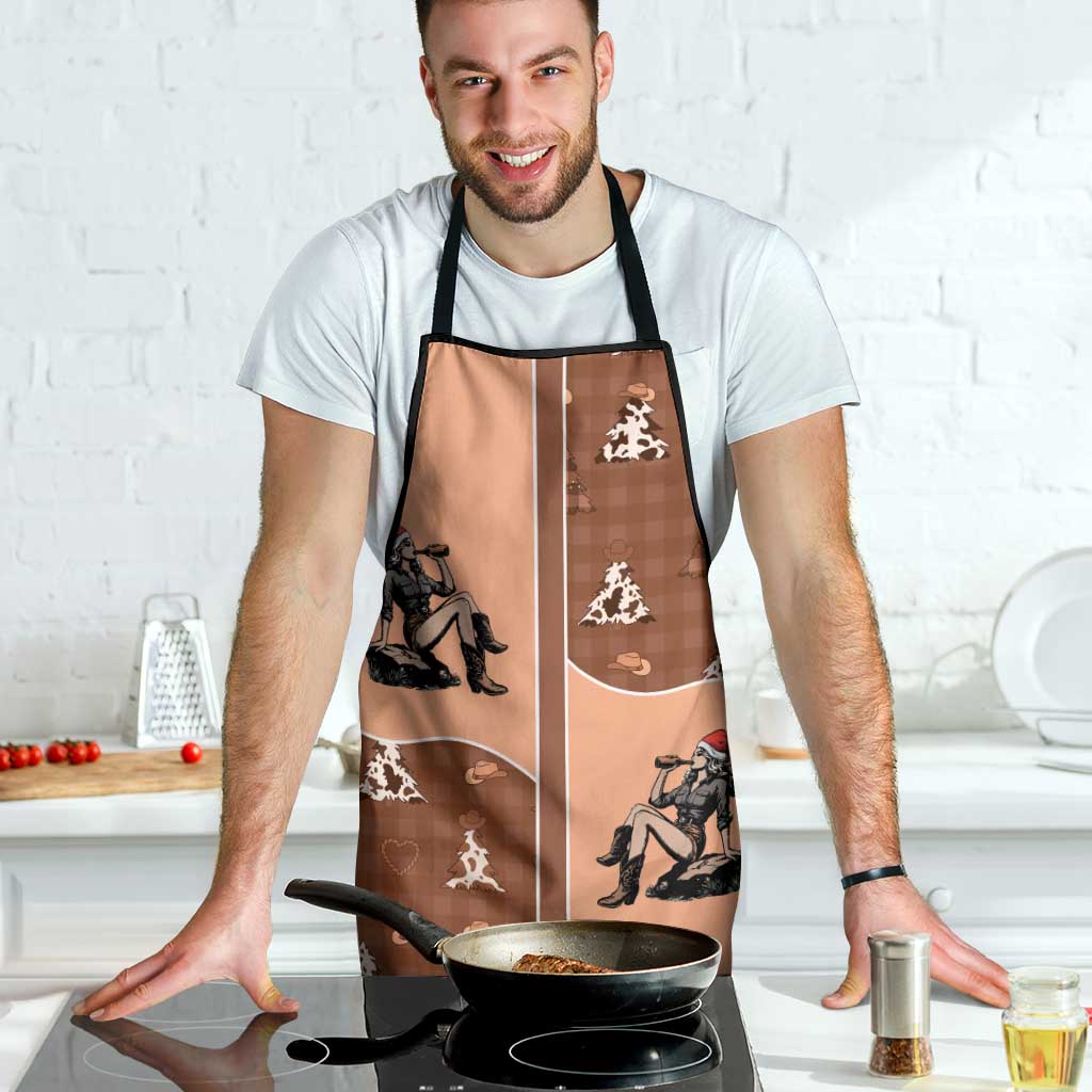 Western Yoke Apron Cowgirl Drinking Wine Christmas - Wonder Print Shop