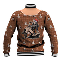 Western Yoke Baseball Jacket Cowgirl Drinking Wine Christmas - Wonder Print Shop