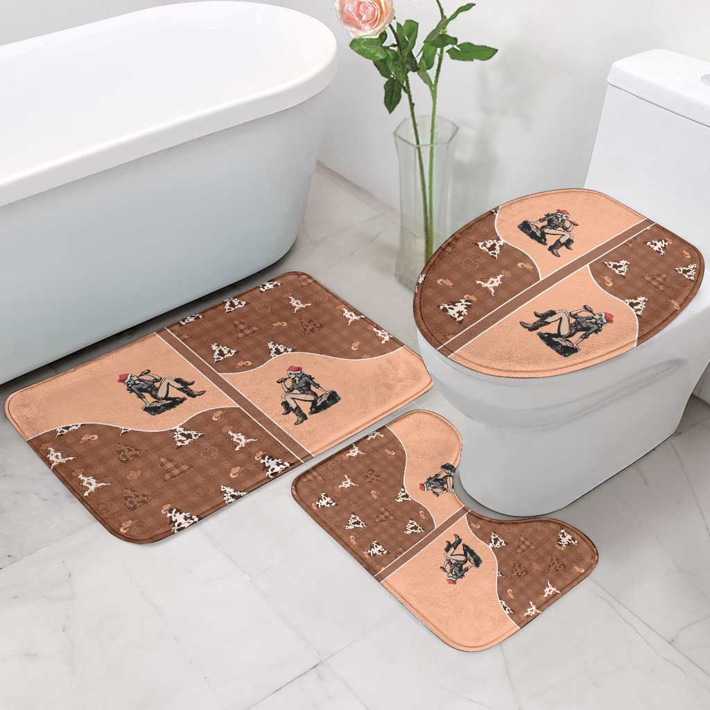 Western Yoke Bathroom Set Cowgirl Drinking Wine Christmas - Wonder Print Shop