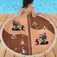 Western Yoke Beach Blanket Cowgirl Drinking Wine Christmas - Wonder Print Shop