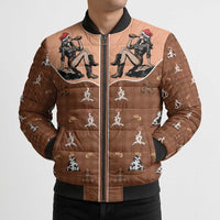 Western Yoke Bomber Puffer Jacket Cowgirl Drinking Wine Christmas - Wonder Print Shop