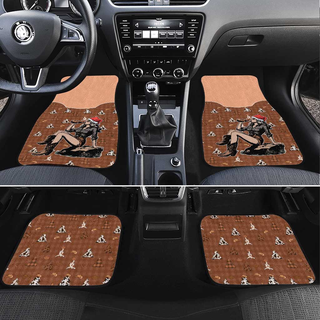 Western Yoke Car Mats Cowgirl Drinking Wine Christmas - Wonder Print Shop