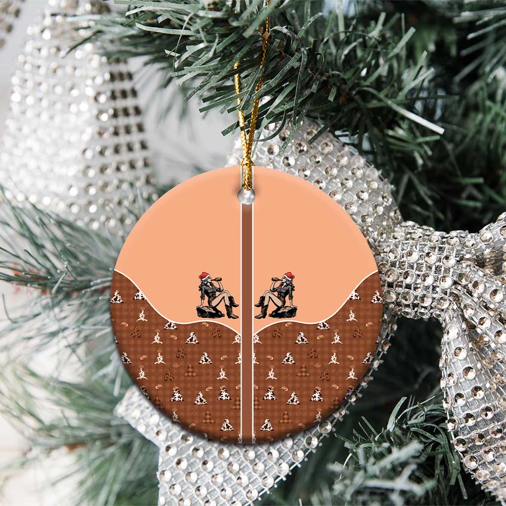 Western Yoke Ceramic Ornament Cowgirl Drinking Wine Christmas - Wonder Print Shop