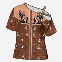 Western Yoke Cross Shoulder Shirt Cowgirl Drinking Wine Christmas - Wonder Print Shop