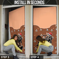 Western Yoke Door Cover Cowgirl Drinking Wine Christmas - Wonder Print Shop