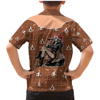 Western Yoke Family Matching Mermaid Dress and Hawaiian Shirt Cowgirl Drinking Wine Christmas - Wonder Print Shop