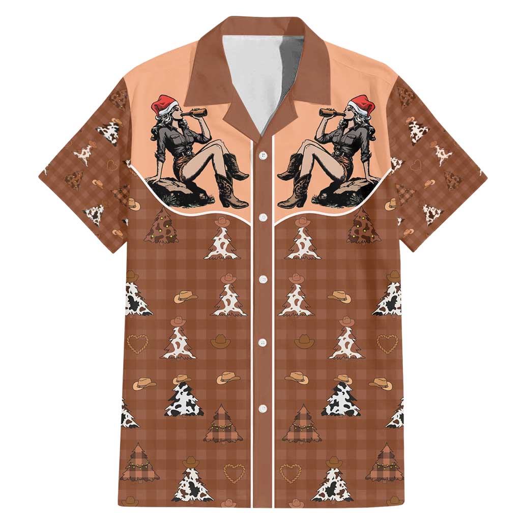Western Yoke Family Matching Mermaid Dress and Hawaiian Shirt Cowgirl Drinking Wine Christmas - Wonder Print Shop