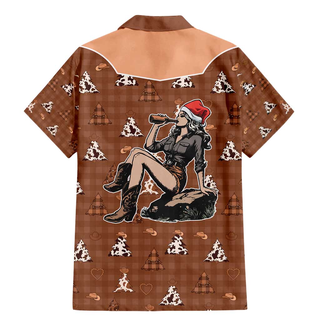 Western Yoke Family Matching Mermaid Dress and Hawaiian Shirt Cowgirl Drinking Wine Christmas - Wonder Print Shop