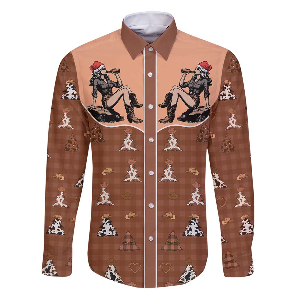 Western Yoke Family Matching Mermaid Dress and Hawaiian Shirt Cowgirl Drinking Wine Christmas - Wonder Print Shop