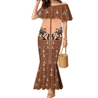 Western Yoke Family Matching Mermaid Dress and Hawaiian Shirt Cowgirl Drinking Wine Christmas - Wonder Print Shop