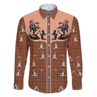 Western Yoke Family Matching Off Shoulder Short Dress and Hawaiian Shirt Cowgirl Drinking Wine Christmas - Wonder Print Shop