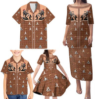 Western Yoke Family Matching Puletasi and Hawaiian Shirt Cowgirl Drinking Wine Christmas - Wonder Print Shop
