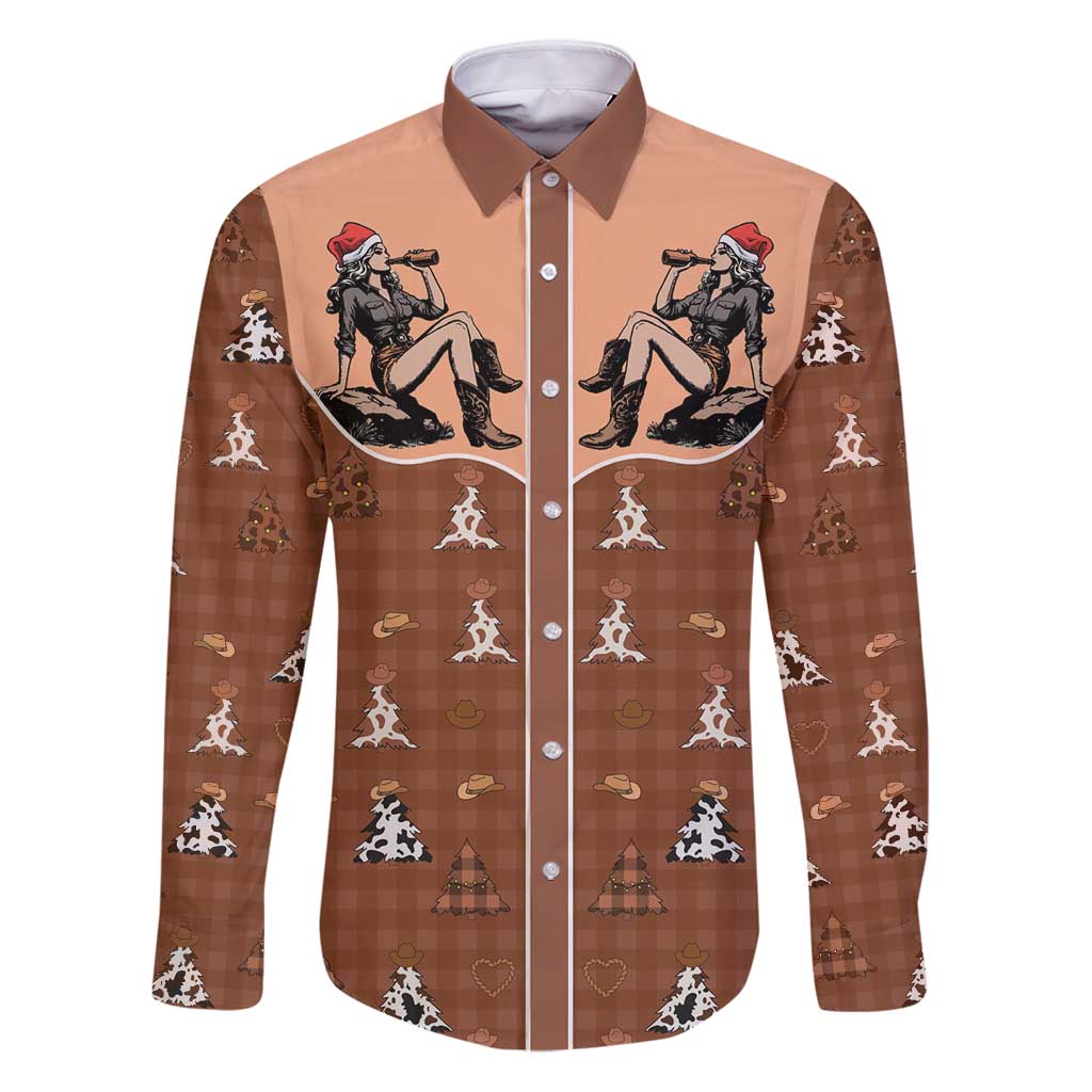 Western Yoke Family Matching Puletasi and Hawaiian Shirt Cowgirl Drinking Wine Christmas - Wonder Print Shop