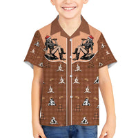 Western Yoke Family Matching Short Sleeve Bodycon Dress and Hawaiian Shirt Cowgirl Drinking Wine Christmas - Wonder Print Shop