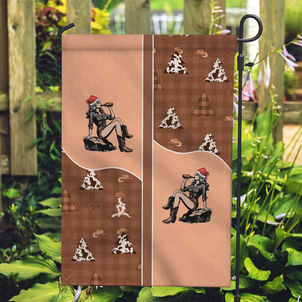 Western Yoke Garden Flag Cowgirl Drinking Wine Christmas - Wonder Print Shop