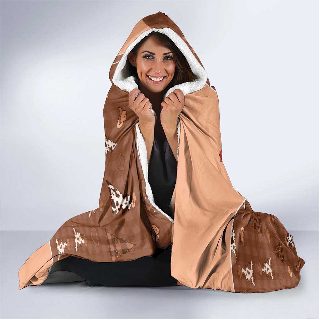 Western Yoke Hooded Blanket Cowgirl Drinking Wine Christmas - Wonder Print Shop