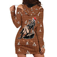 Western Yoke Hoodie Dress Cowgirl Drinking Wine Christmas - Wonder Print Shop