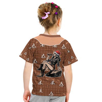 Western Yoke Kid T Shirt Cowgirl Drinking Wine Christmas - Wonder Print Shop